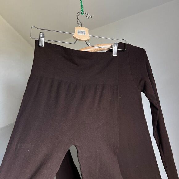 Elle Tian‎ Matching Two Piece Set Long line Tunic Top Capri Leggings Brown - Picture 6 of 9